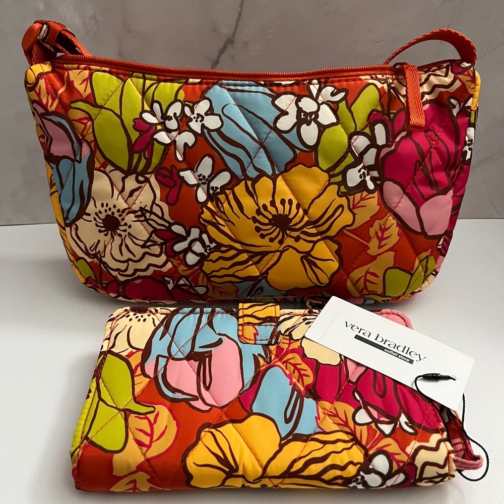 Vera Bradley Midday Garden Ultralight Sling Crossbody & Phone Wristlet Set